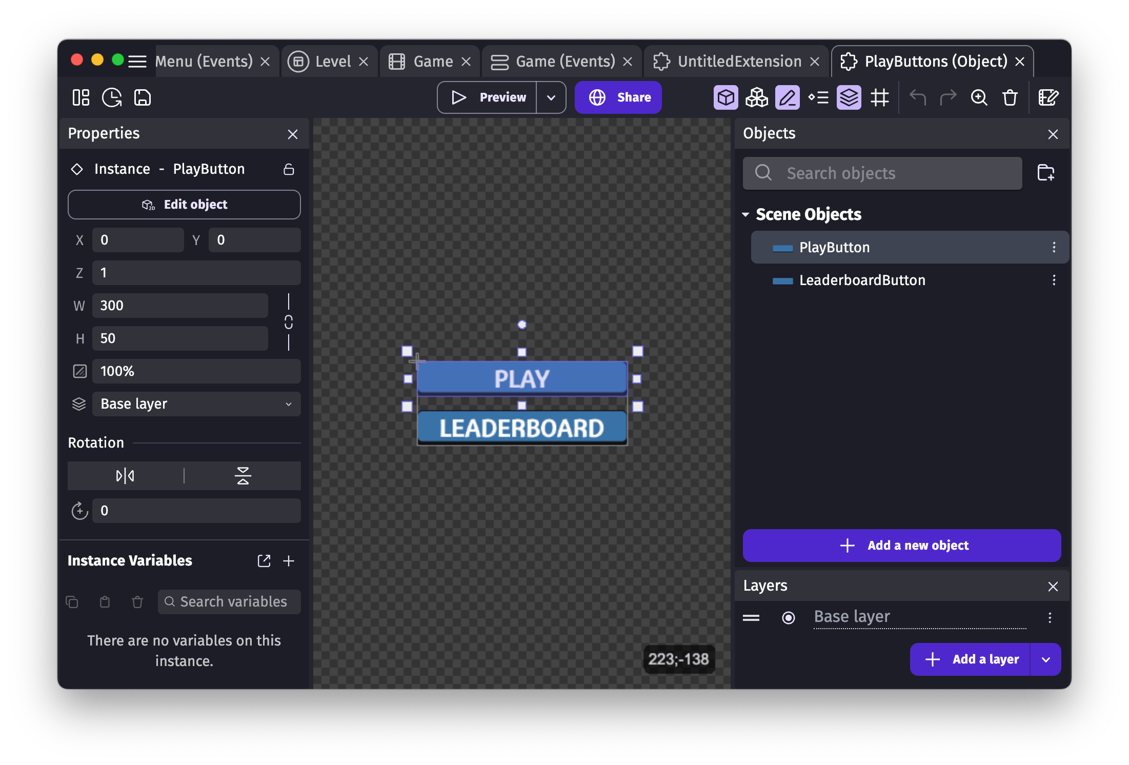 A custom object that was just created